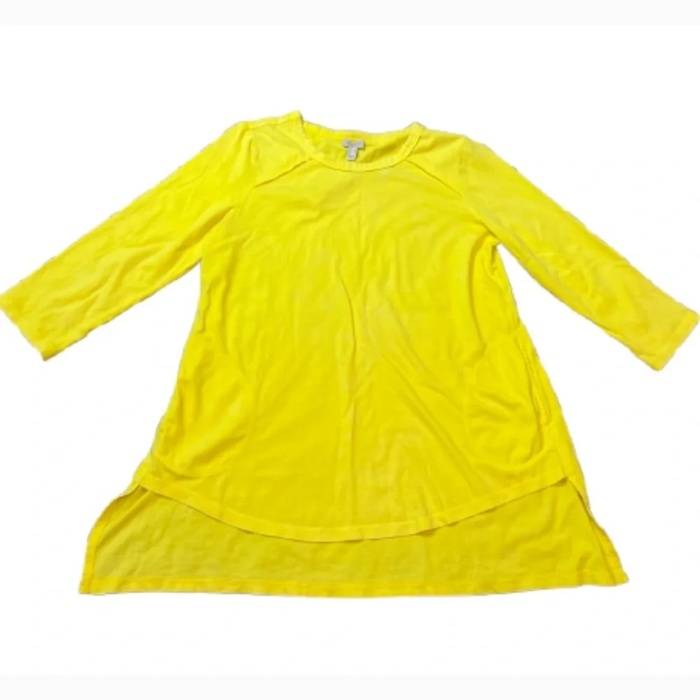 LOGO by Lori Goldstein Yellow 3/4 Sleeve‎ Tunic Top high low pockets size medium - Picture 3 of 11